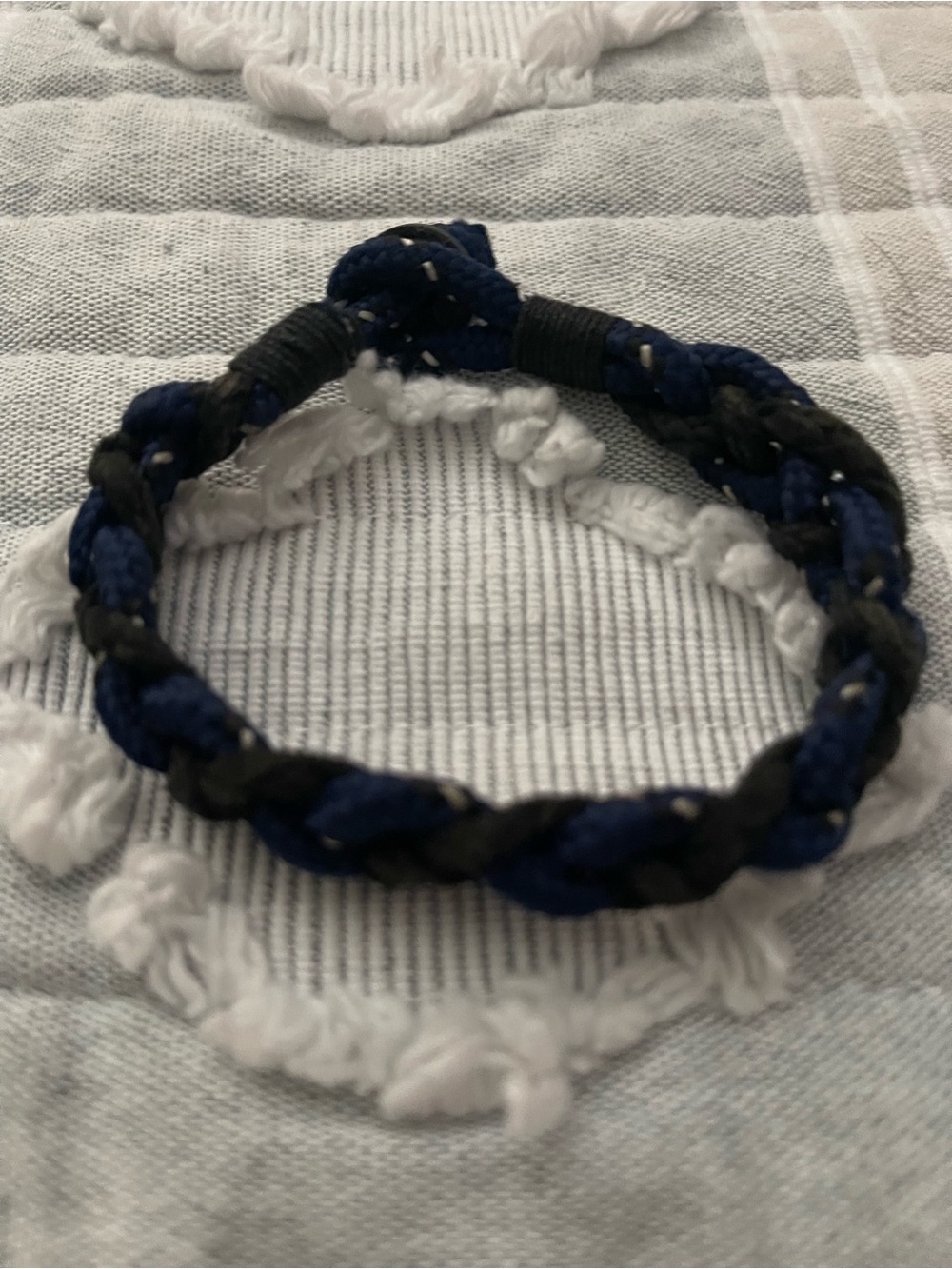 Source Unknown Blue and Black Braided Cord Bracelet